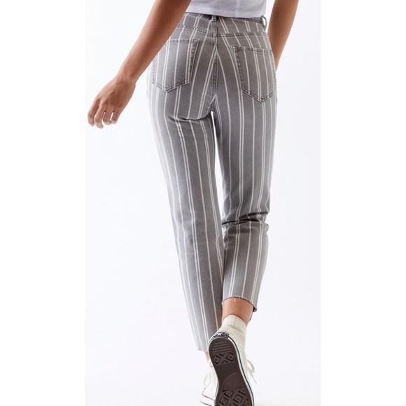PacSun Gray Double Stripe High Waisted Woman's Straight Leg Jeans- SZ 27 - Picture 2 of 7